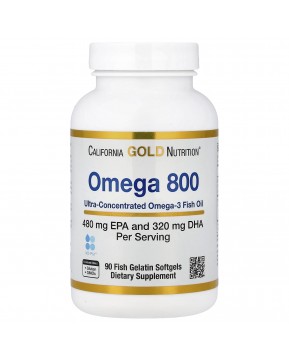 California Gold Nutrition, омега 800, рыбий жир фармацевтической степени чистоты, 80% ЭПК/ДГК, в форме триглицеридов, 1000 мг, 90 капсул из рыбьего желатина California Gold Nutrition, омега 800, рыбий жир фармацевтической степени чистоты, 80% ЭПК/ДГК, в форме триглицеридов, 1000 мг, 90 капсул из рыбьего желатина